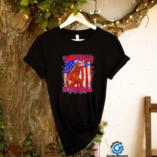 Ultra Maga 4th Of July Bigfoot American Flag Vintage T Shirt