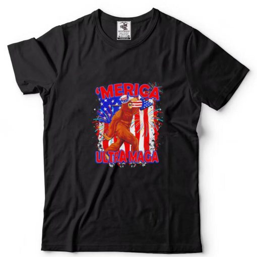Ultra Maga 4th Of July Bigfoot American Flag Vintage T Shirt