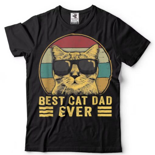 Vintage Best Cat Dad Ever Bump Fit Father’s Day T Shirt