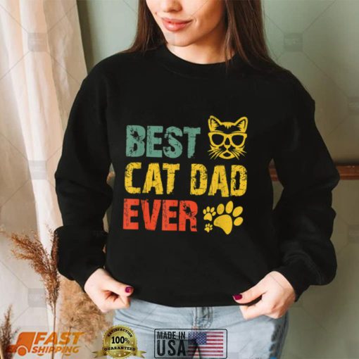 Vintage Retro Best Cat Dad Ever Father’s Day Gift T Shirt