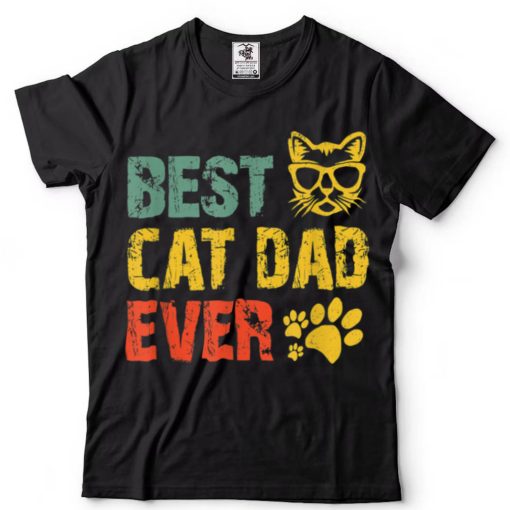 Vintage Retro Best Cat Dad Ever Father’s Day T Shirt