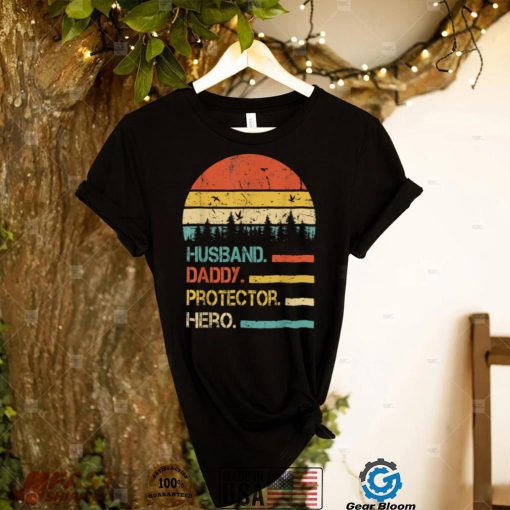 Vintage Retro Husband Daddy Protector Hero Father's Day T Shirt