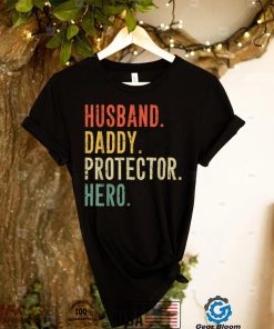 husband daddy protector hero fathers day usa flag Grandpa T Shirt