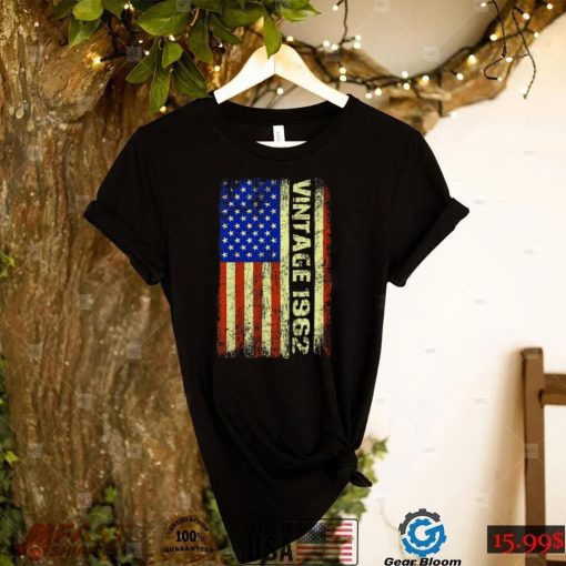 60 Year Old Gifts Vintage 1962 American Flag 60th Birthday T Shirt
