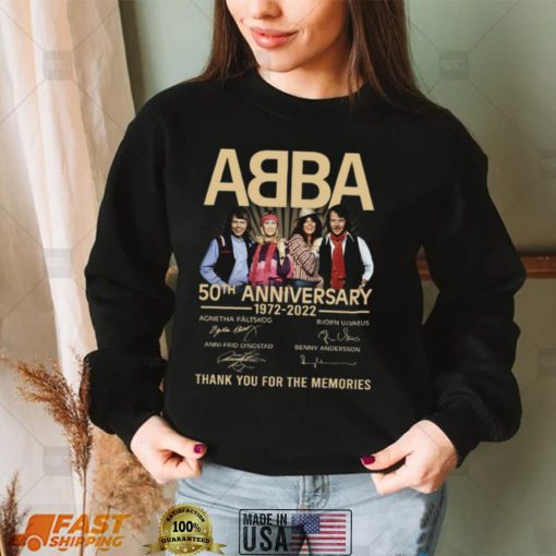 Abba 50th anniversary 1972 2022 thank you for the memories shirt