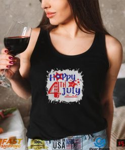 Bleached Happy 4th Of July Fireworks Patriotic American Shirt