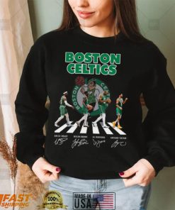 Boston Celtics Walking Abbey Road signatures shirt