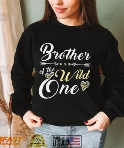 Brother Of The Wild One 1st Birthday Leopard Heart Brother Shirt