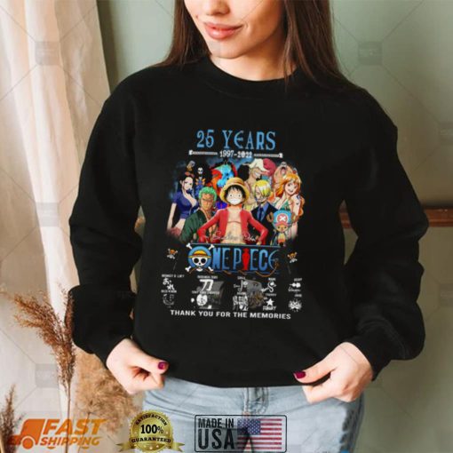 Fan made 25 Years 1997 2022 One Piece Signatures Thank You For The Memories Shirt