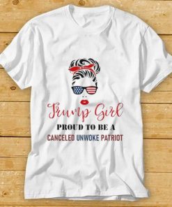 Girl Bandana Glasses American flag Trump girl proud to be a canceled unwoke patriot shirt