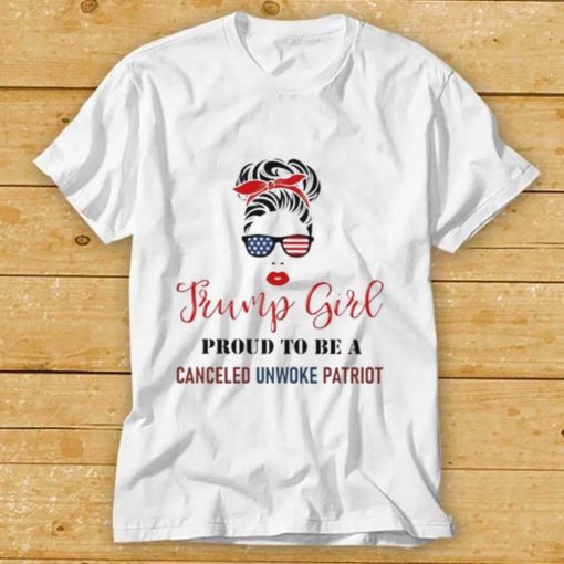 Girl Bandana Glasses American flag Trump girl proud to be a canceled unwoke patriot shirt