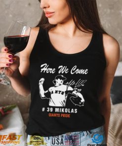 Here We Come 39 Mikolas Giants Pride Ladies Boyfriend Shirt
