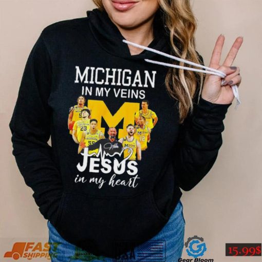 Michigan In My Veins Jesus In My Heart Signatures T Shirt