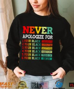 Never Apologize For Your Blackness Juneteenth Freedom 1865 Shirt