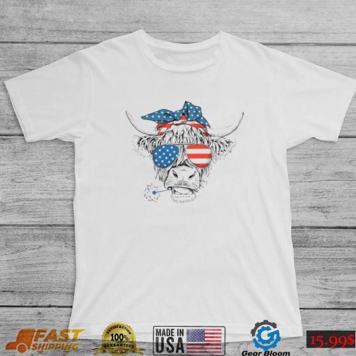 Oh My Stars Highland Cow With 4th July Shirt