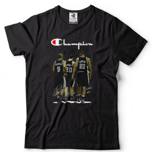 Tim Duncan #21 Manu Ginobili #20 Tony Parker #9 San Antonio Spurs signatures t shirt