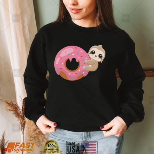 Baby Sloth On Donut Funny Shirt, hoodie