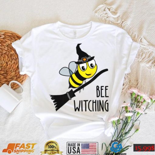 Bee Witching. Cute Funny Bee in Witches Hat Halloween Pun T Shirt