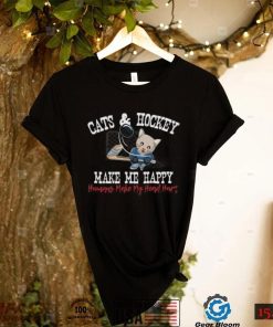 Cats and Hockey Make Me Happy Humans Make My Head Hurt Funny Short Sleeve Unisex T Shirt