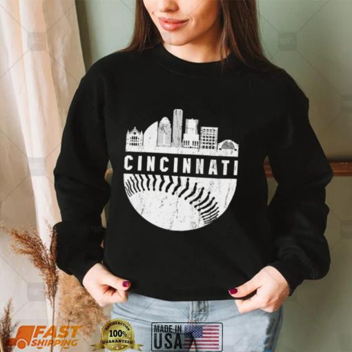 Downtown Cincinnati Ohio Skyline Baseball Shirt, Hoodie