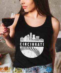 Downtown Cincinnati Ohio Skyline Baseball Shirt, Hoodie