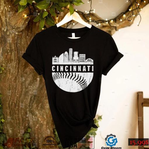 Downtown Cincinnati Ohio Skyline Baseball Shirt, Hoodie