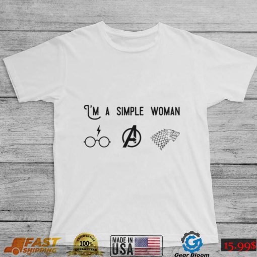 I’m A Simple Woman I Like Harry Potter, Avengers and House Stark Wolf Shirt, Hoodie