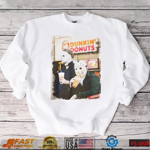 Jason and Micheal Myers Dunkin Donuts Halloween Horror Movie Sweatshirt