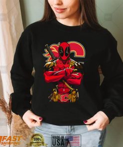 NHL Calgary Flames Deadpool Dc Marvel Jersey Superhero Avenger Hockey Fans T Shirt