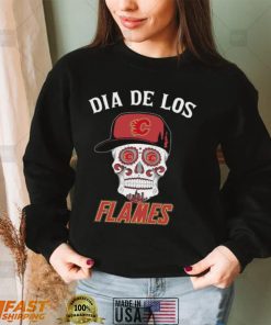 NHL Calgary Flames Dia De Los Calgary Flames Sugar Skull Poco Loco Hockey Fans T Shirt