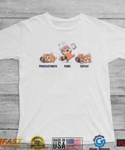 Procrastinate Panic Repeat Daily Distressed Red Pandas T Shirt