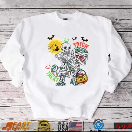 Trick Rawr Treat Skeleton TRex Dinosaur Pumpkin Halloween Shirt