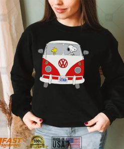 Snoopy and woodstock driving Hippie Volkswagen Beetle shirt