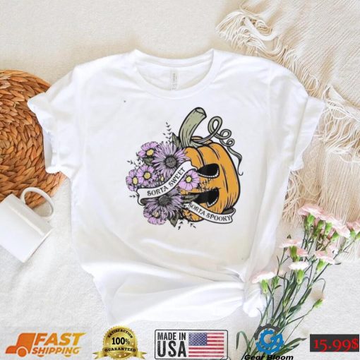 Sorta Sweet Sorta Spooky Floral Pumpkin Spooky Season T Shirt