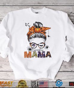 Spooky Mama Shirt Messy Bun Mom Monster Halloween T Shirt