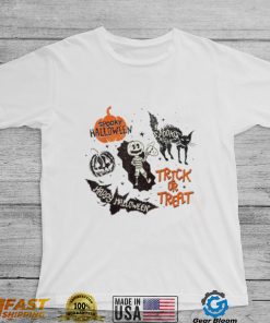 Spooky black cat pumpkin trick or treat happy halloween 2022 shirt