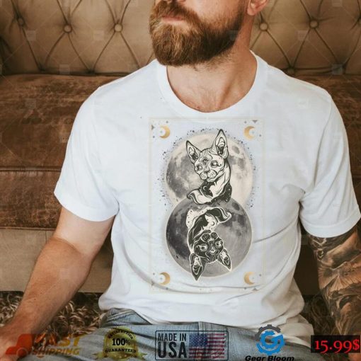 Tarot Card Crescent Moon And Sphynx Cat Lover Occult Graphic T Shirt