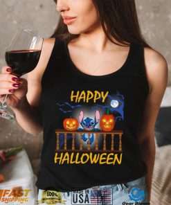 The Stitch And Pumkin Light Happy Halloween shirt