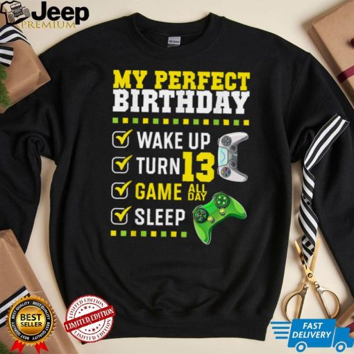 13th Birthday Party Perfect For Gamer 13 Years Old Boy Kids T Shirt