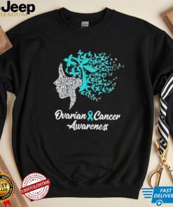 Ovarian cancer awareness butterfly teal ribbon shirt