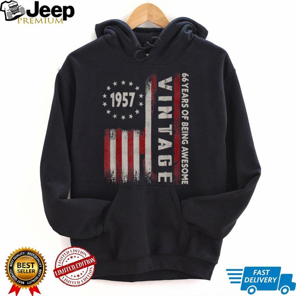 66 Years Old Gift Vintage 1957 American Flag 66th Birthday T Shirt