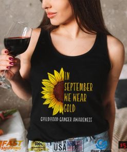 In September Wear Gold Childhood Cancer Awareness Sunflower T Shirt