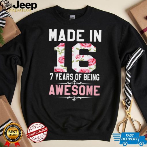 7 Yrs Old Made in 2016 7th Birthday Gift for teenager Girl T Shirt