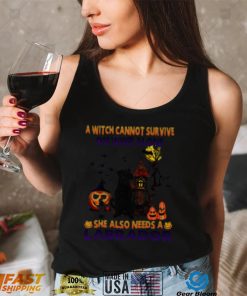 A Witch cannot survive on wine alone she also needs a Black Labrador Halloween shirt