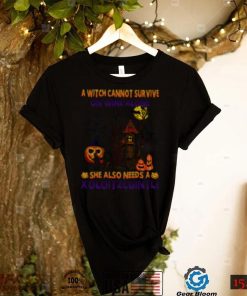 A Witch cannot survive on wine alone she also needs a Wire Fox Terrier Halloween shirt