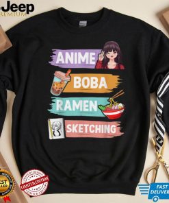 Anime Boba Ramen Sketching Otaku Kawaii Anime Girl Women T Shirt