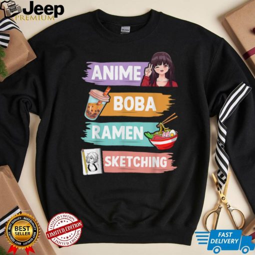 Anime Boba Ramen Sketching Otaku Kawaii Anime Girl Women T Shirt