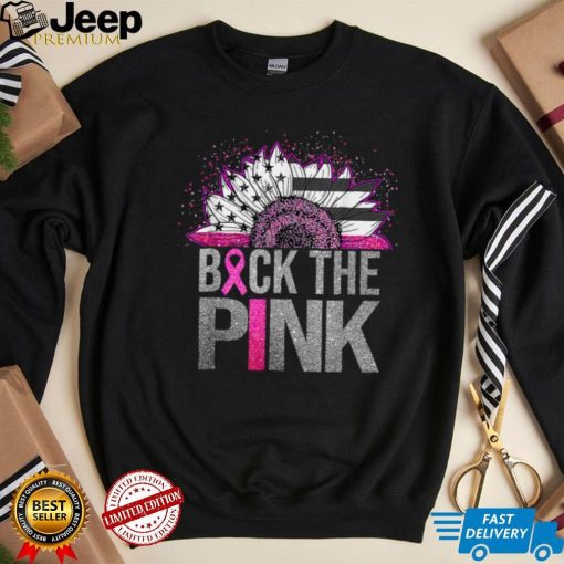 Back The Pink Ribbon Sunflower Breast Cancer Awareness T Shirt