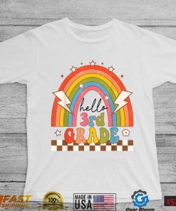 Back To School Hello Third Grade Teacher Retro Rainbow T Shirt Copy (2)