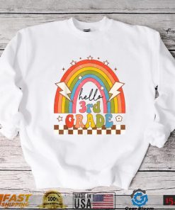 Back To School Hello Third Grade Teacher Retro Rainbow T Shirt Copy (2)